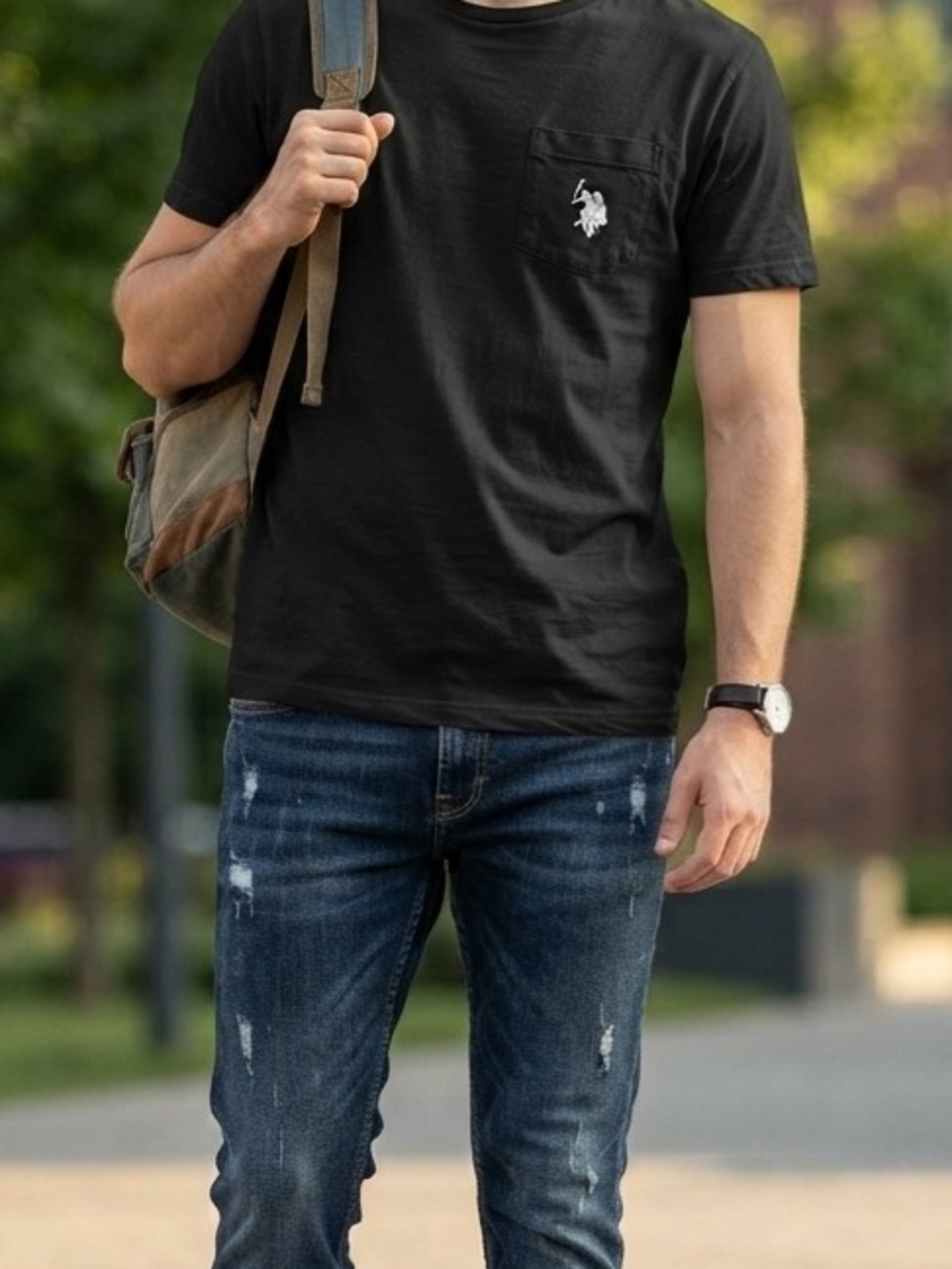 U.S. Polo Assn. Men’s Black Crew Neck Cotton Pocket Tee Embroidered XS